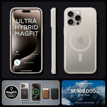 Futerał SPIGEN Ultra Hybrid Mag kompatybilny z MAGSAFE do IPHONE 15 PRO MAX frost natural titanium