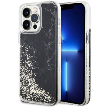 Guess nakładka do iPhone 14 Pro Max 6,7" GUHCP14XLCSGSGK czarna hard case Liquid Glitter Marble