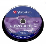 Płyty DVD+R DL 8,5GB 8X VERBATIM CAKE10